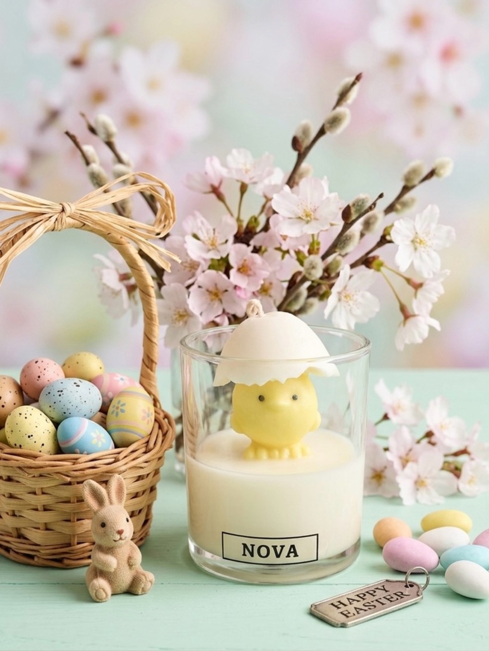 Nova Yellow Chick Easter Candle - Decorative Spring Table Accent